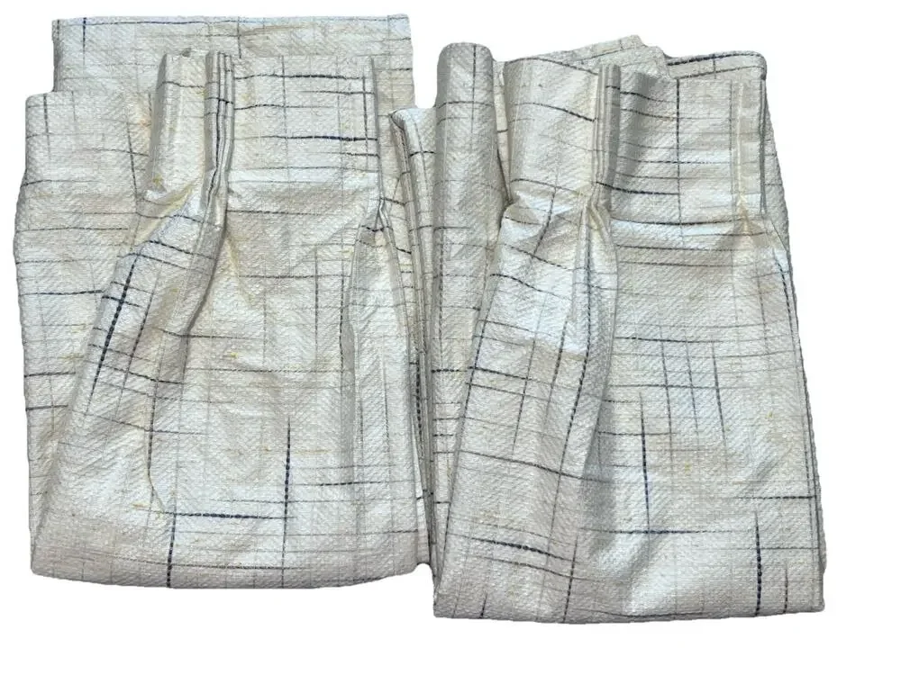 Sears Roebuck 80s Curtains Pair Yellow Woven Textured Retro Pinch Pleat 24x60